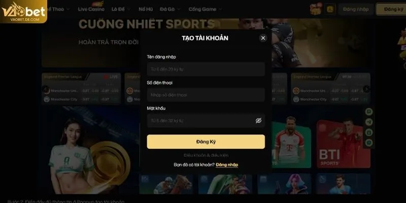 Đăng ký VAOBET theo quy trình từng bước