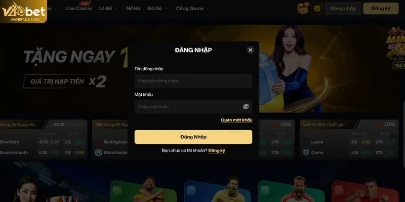 Hướng dẫn đăng nhập VAOBET trên website