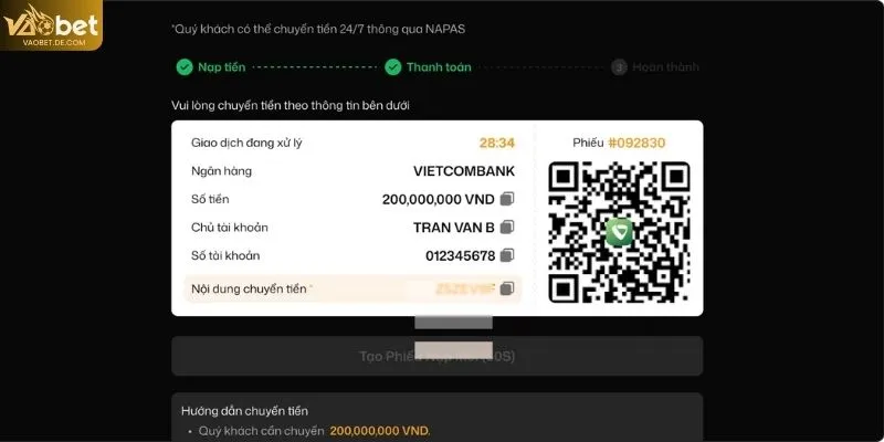 Những vấn đề mà người chơi cần lưu ý khi nạp tiền VAOBET